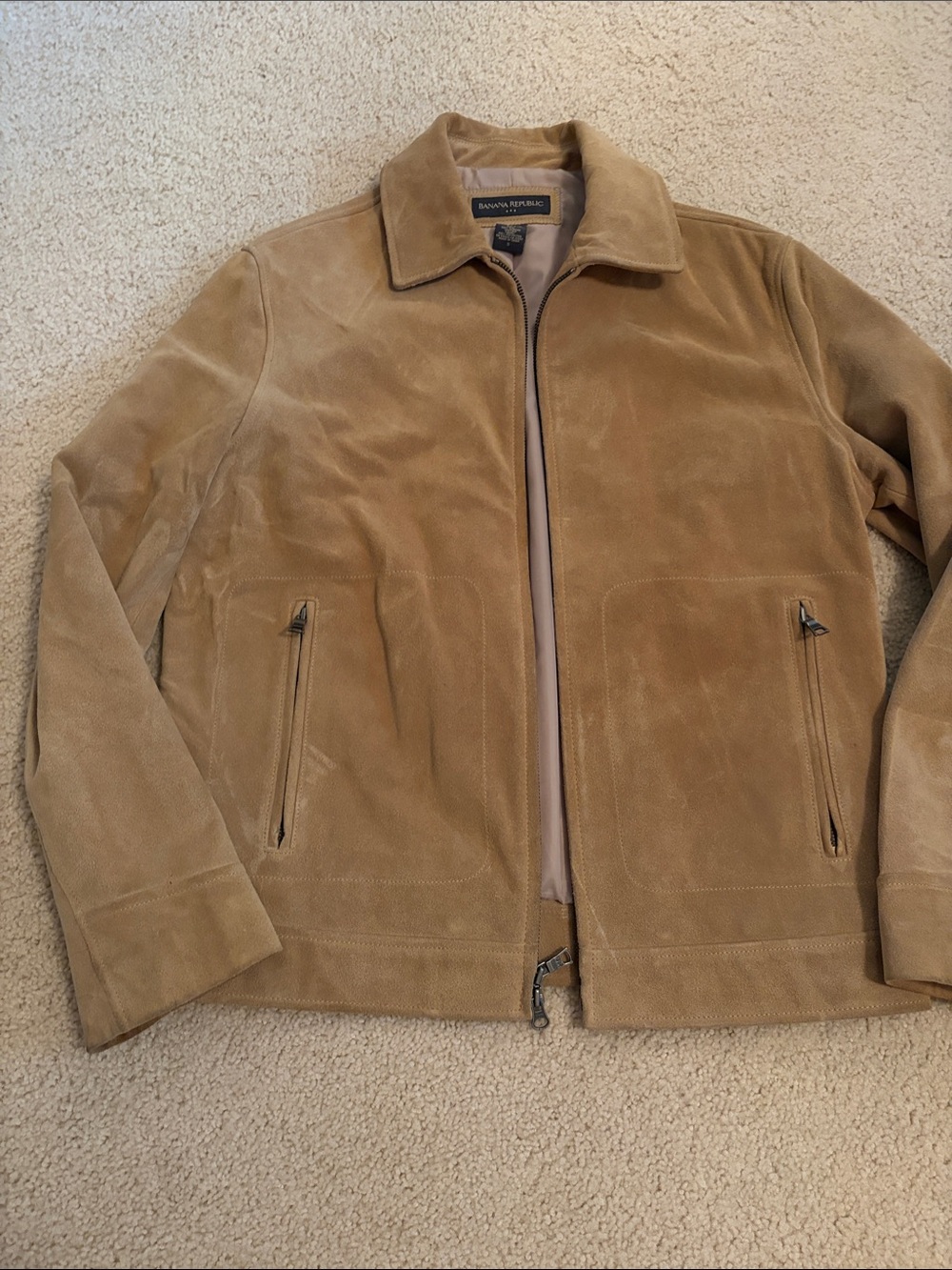 Banana Republic Men’s Camel Suede Zip-Front Jacket
